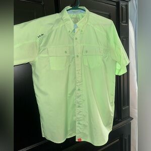 Huk Green Casual Button Down Shirt Lightweight Performance